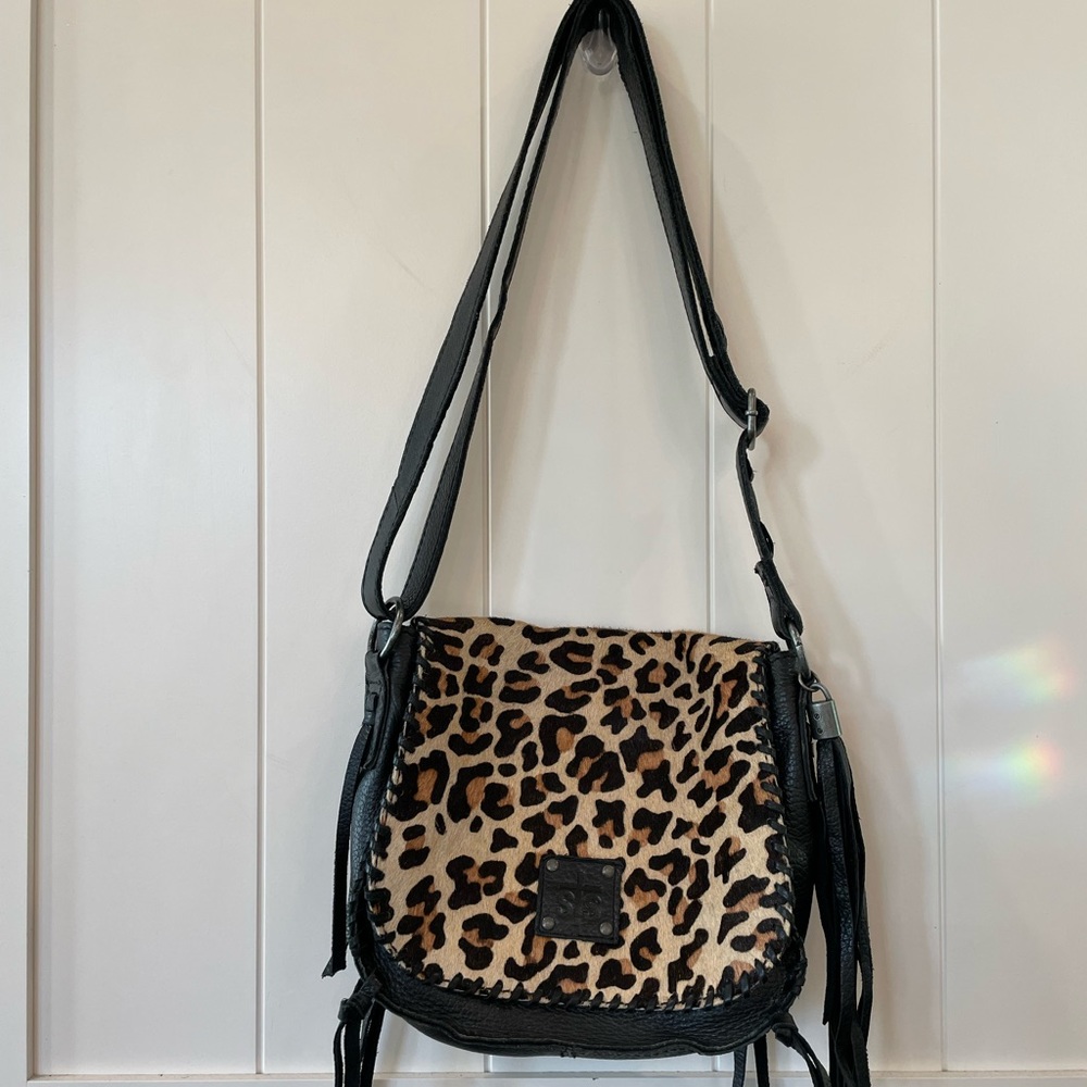 STS leather leopard cowhide purse